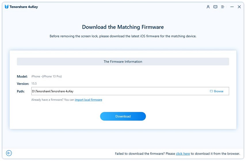 start to remove - tenorshare 4ukey