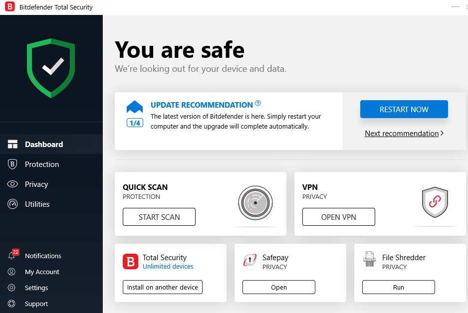 Bitdefender Antivirus interface